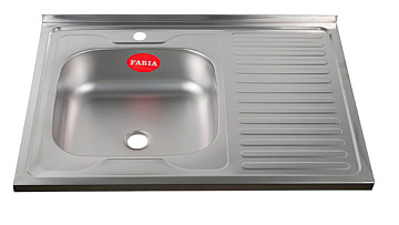 Мойка из нержавеющей стали накладная FABIA 80*60 (ЛЕВАЯ) толщина 0,4мм, глубина 160мм (м00006)