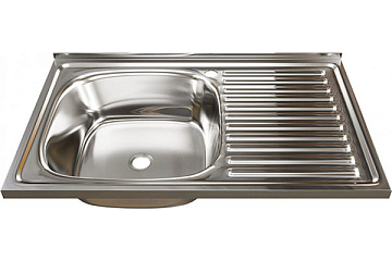 Мойка из нержавеющей стали накладная MIXLINE 80*50 (ЛЕВАЯ) толщина 0,4мм, глубина 160мм ()
