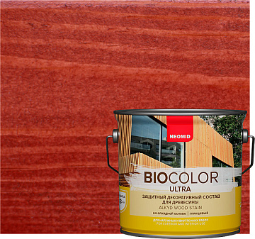 NEOMID BiO COLOR Ultra защитный декоративный состав для древесины (Махагон, 0,9 л) 