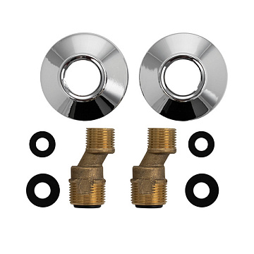 Комплект 2 эксцентрика 1/2*3/4 с регул. воды + 2 чашки Премиум из латуни в блистере, ХРОМ (6639)