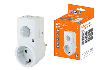 Датчик движения TDM розет (ДДР-01) 1200Вт, 10-420с, 2-9м, 3+лк, 120гр, IP20