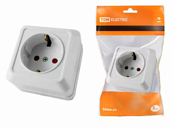 Розетка TDM Ладога 1 гн. с/з с з/ш 16 А IP20 SQ1801-0060 бел