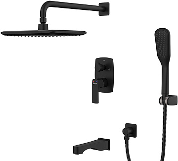 Смеситель Lemark Ursus LM7222BL для ванны и душа встраиваемый с доп. 1-функц. лейкой, черный