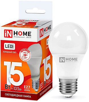 Лампа с/д IN HOME LED-A60-VC 15Вт 230В E27 6500К 1350Лм 