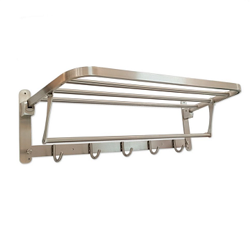Полка для полотенец с опорой, двойная. складная из нерж. стали SUS 304 (80145)