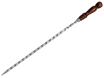Шампур плоский с деревянной ручкой Длина-500 Ширина-12Толщина-3мм из нержавеющей полированной стали