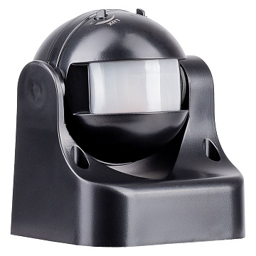 Датчик движения инфракрасный настенный черный 1200Вт, до 12м, IP44 (sbl-ms-009b)