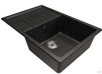 Мойка из искусственного мрамора MIXLINE ML-GM19 750*500*200мм с крылом, ЧЕРНЫЙ (308)