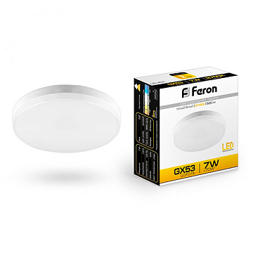 Лампа с/д FERON 7W 230V GX53 2700K, LB-451