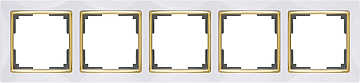 Рамка WERKEL на 5 поста (белый/золото) WL03-Frame-05-white-GD