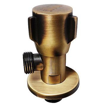 Кран металлокерамика угловой 1/2"х1/2" САНАКС круглая ручка ,с чашкой, БРОНЗА (117)