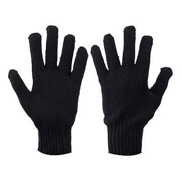 Перчатки вязаные полушерстяные, теплые, без напыления, 5 нитей, чёрные, 110гр