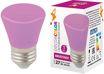 Лампа с/д Volpe LED-D45-1W/PURPLE/E27/FR/С BELL колок фиолет