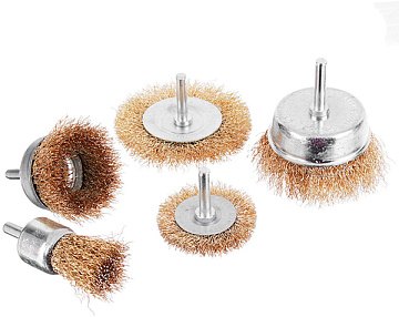 ЕРМАК Набор щеток металл со шпильками 5 пр (25,38,50,63,75мм -плоские) 656-034