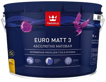 Краска EURO-3 С 9л TIKKURILA (Машинная колеровка)