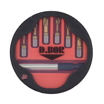 Набор бит TIN-haif из 7шт.ph 1-2-3; Ph.1-2-3; магнитный держатель 60мм "D.BOR" D14-DSET07E1TIN