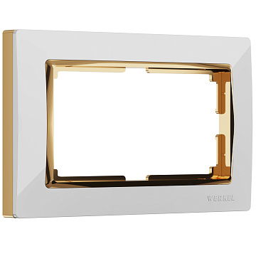 Рамка для двойной розетки WL03-Frame-01-DBL-white-GD (белый/золото) W0081933