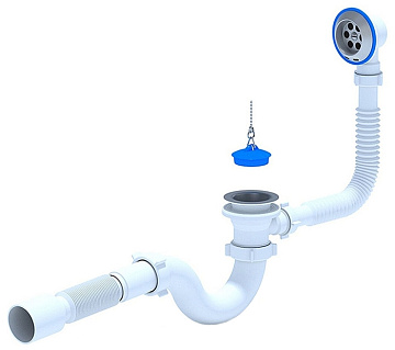 АНИ-ПЛАСТ Сифон для ванны прямоточный с гофрой 40-50 (Е155) (30)