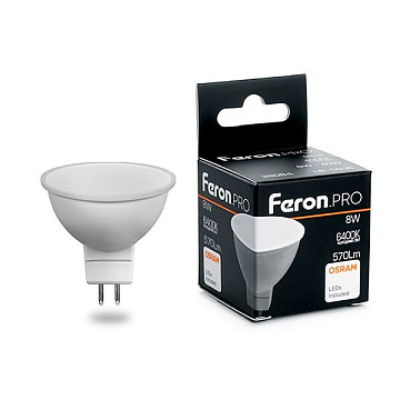 Лампа с/д FERON (8W) 230V G5.3 6400K, LB-1608