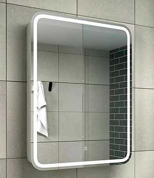юЗеркало-Шкаф с LED-подсветкой САНАКС 50*80*15 EMOTION сенсорное включение, розетка ПРАВЫЙ (45006)