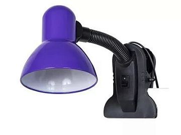 Настольная лампа IN HOME СНП-01Ф под лампу на прищепке 40Вт E27 ФИОЛЕТОВЫЙ (мягкая упак.) 
