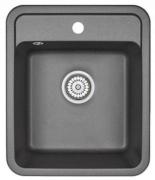 Мойка кухонная кварцевая GRANULA Standart ST-4202 ЧЕРНЫЙ (С СИФОНОМ)