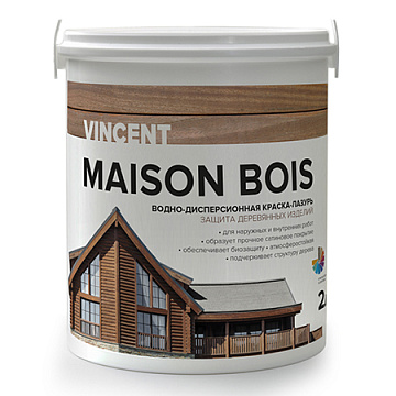 Maison en Bois Vincent (база А) 2л Краска-лазурь для древесины/УЦЕНКА