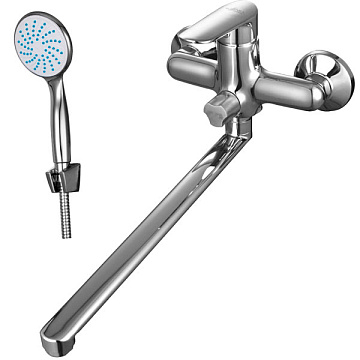 Смеситель ROSSINKA для ванны одноручный (35 мм) с плоским изливом 350 мм, хром (RS32-32)