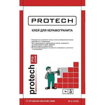Клей для керамогранита Р-10 25кг PROTECH (красный)