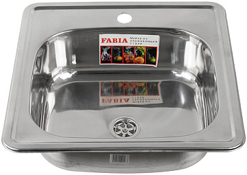 Мойка из нержавеющей стали врезная FABIA 48*48 толщина 0,6мм, глубина16см (4848)