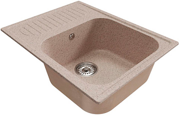 Мойка из искусственного мрамора MIXLINE ML-GM18 с крылом, ПЕСОЧНАЯ (302), 640*490*190мм