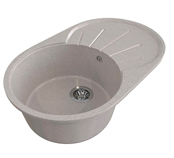 Мойка из искусственного мрамора MIXLINE ML-GMS05 овал с крылом 735*455*170 СВЕТЛО-СЕРЫЙ (310)
