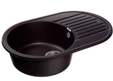 Мойка кухонная кварцевая GRANFEST QUARTZ GF-Z18 740x480 ЧЕРНЫЙ (С СИФОНОМ)