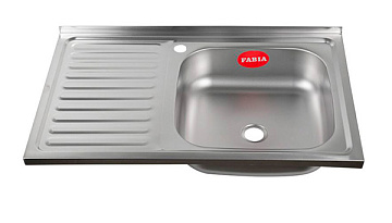 Мойка из нержавеющей стали накладная FABIA 80*50 (ПРАВАЯ) толщина 0,4мм, глубина 160мм (м00009)