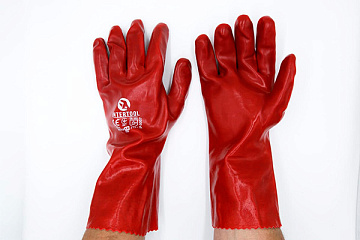 Перчатки масло-бензостойкие (удлиненные) красные/синии