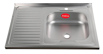 Мойка из нержавеющей стали накладная FABIA 80*60 (ПРАВАЯ) толщина 0,4мм, глубина 160мм (м00012)