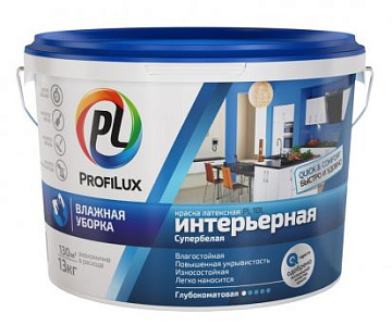 Краска PL-10L 3кг латекс, интерьер влаг.бел. (голуб. эт.) PROFILUX