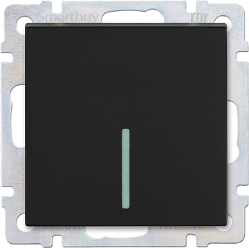 Выключатель 1-кл+свет 10А черный "Нептун" (SBE-05b-10-SW1-1)