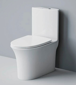 Унитаз (МОНОБЛОК) EVA GOLD "SM9612" БЕЗОБОДКОВЫЙ сиденье ТОНКОЕ ДЮРОПЛАСТ МИКРОЛИФТ (SM9612)