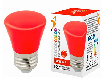 Лампа с/д Volpe LED-D45-1W/RED/E27/FR/С BELL колок красный.