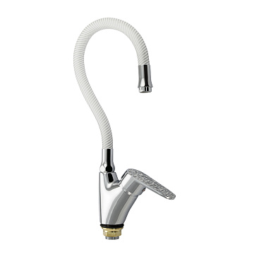 юСмеситель BRIMIX для кухни боковая ручка с белой мозаикой с гибким изливом белого цвета (3274)