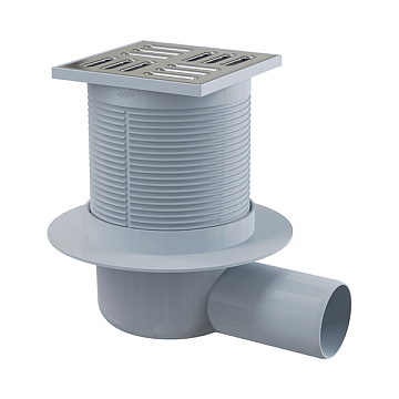 ALCAPLAST Трап сливной 105*105/50мм бок.подв.,решетка/нерж.ст.,гидрозатвор SMART (APV31)