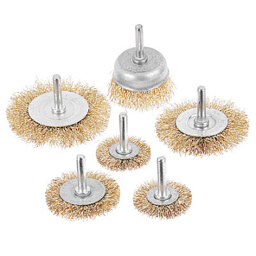 ЕРМАК Набор щеток металл со шпильками 6 пр (40,50,65,75,100мм -пл.,50мм-чашка) 656-035