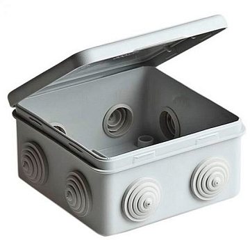 Коробка распр 100х100х50мм 8 вводов откид. крышка IP54 сер. Ruvinil 67045