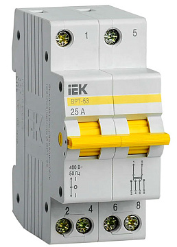 Выключатель-разъединитель трехпозиционный 2п ВРТ-63 25А IEK MPR10-2-025