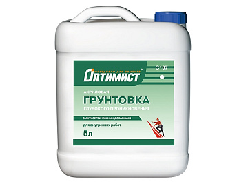 Грунтовка для внутренних работ глуб.проник. акрил 5л (св.з.эт. 100) G107 Оптимист