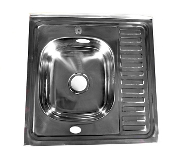 Мойка из нержавеющей стали накладная FABIA 60*60 (ЛЕВАЯ) толщина 0,6мм, глубина 17см (62273L)