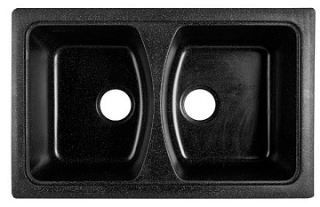 Мойка мрамор FOSTO КМ 79-50 SGA-420 ПРЯМОУГ. двойная, цвет черный,772*495*185, С ДВОЙНЫМ СИФОНОМ