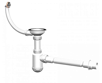 Сифон одинарный Санпласт GRAND 3 1/2" с круглым переливом + гофра (СНР 370-11-01)