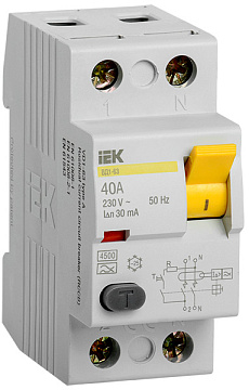 УЗО IEK ВД1-63 2п 40А 30мА MDV10-2-040-030